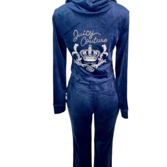 JUICY COUTURE Tracksuit Crown Jacket And Pants Set Regal Blue - Picture 1 of 4